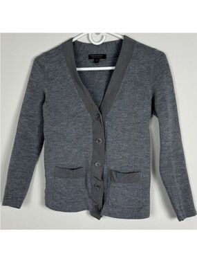 Banana Republic 100% Merino Wool Grey Knit Cardigan Sweater‎ Womens Size Small S